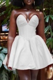 Sexy Formal Sleeveless Backless Strapless V Neck Party Evening Pleated Mini Dresses