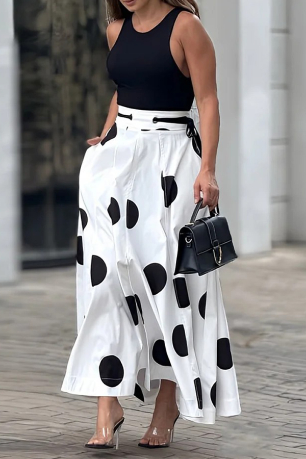 Hollow out long sleeve crewneck solid maxi skirt set