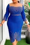 Formal Hot Drill O Neck Half Sleeve Wrapped Skirt Party Evening Bodycon Midi Mother Of the Bride Dress
