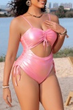Sleeveless Backless Cross Straps Hollow Out Lace Ups One Pieces Swimsuit Vacation Beach Swimwears