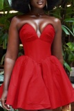 Sexy Formal Sleeveless Backless Strapless V Neck Party Evening Pleated Mini Dresses