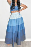 Sleeveless Backless Graphics Print Hollow Out Bow Tie Halter Crop Tops And  A Line Maxi Skirt Vacation Plus Size Two Pieces Dress Sets