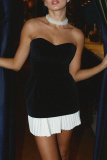 Sleeveless Strapless Pleated Hem Formal Party Evening Ruched Tube Mini Dress
