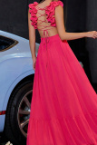 Sleeveless Backless Cross Straps V Neck Ruffle Trim Long Vacation A Line Pleated Maxi Slip Sundress