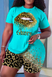 Casual Graphics Print O Neck Short Sleeve Oversize T Shirt And Shorts Two Pieces Shorts Set