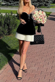 Sleeveless Strapless Pleated Hem Formal Party Evening Ruched Tube Mini Dress