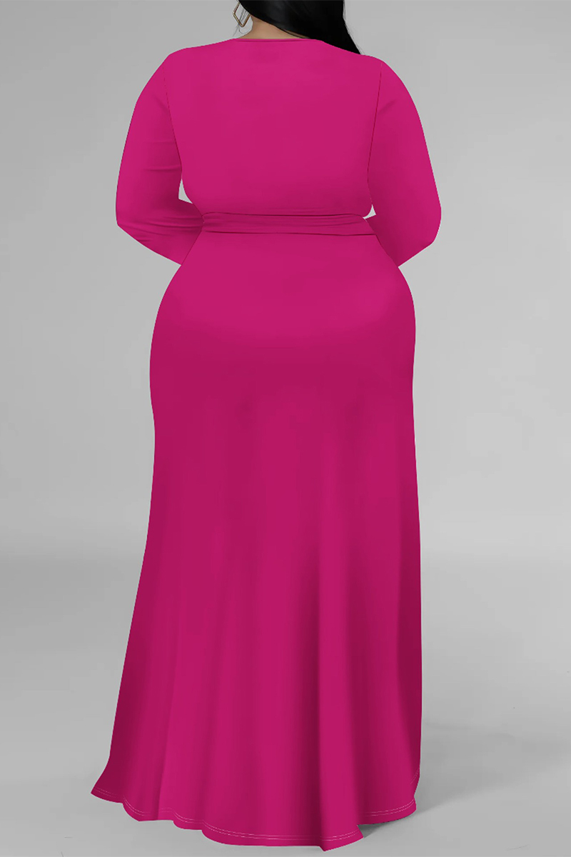 Plus Size Slit Printed V-Neck Maxi Dress