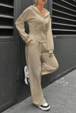 Sportwear Zipper Long Sleeve Pocket Hooded Jacket And Draw String Jogger Pants Two Pieces Tracksuit Set Sweat Suit