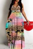 Sleeveless Graphics Print Backless Spaghetti Strap Floor Length Vacation Baggy Sundress Slip Maxi Dress