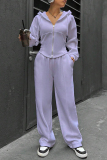 Sportwear Zipper Long Sleeve Pocket Hooded Jacket And Draw String Jogger Pants Two Pieces Tracksuit Set Sweat Suit