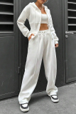 Sportwear Zipper Long Sleeve Pocket Hooded Jacket And Draw String Jogger Pants Two Pieces Tracksuit Set Sweat Suit