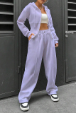 Sportwear Zipper Long Sleeve Pocket Hooded Jacket And Draw String Jogger Pants Two Pieces Tracksuit Set Sweat Suit