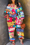 Casual Graphics Print Off Shoulder Long Sleeve Regular Vacation Harem Leg Jumpsuits