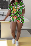 Casual Graphics Print O Neck Short Sleeve Oversize T-Shirt And Shorts Two Pieces Shorts Sets