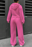 Sportwear Zipper Long Sleeve Pocket Hooded Jacket And Draw String Jogger Pants Two Pieces Tracksuit Set Sweat Suit