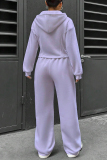 Sportwear Zipper Long Sleeve Pocket Hooded Jacket And Draw String Jogger Pants Two Pieces Tracksuit Set Sweat Suit