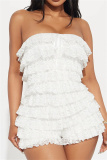 Sleeveless Backless Strapless Lace Tiered Hem Formal Party Evening Skinny Tube Tops Rompers One Piece Bodysuit