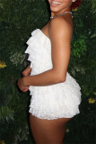 Sleeveless Backless Strapless Lace Tiered Hem Formal Party Evening Skinny Tube Tops Rompers One Piece Bodysuit