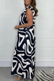 Casual Graphcis Print Ruffle Sleeve V Neck  Loose Vacation Wide Leg Jumpsuits