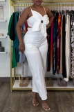 Casual Flower Decor Sleeveless Backless Belted Spaghetti Strap Vacation Wide Leg Cami Jumpsuits