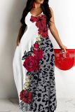 Floral Print Backless Spaghetti Strap Floor Length Vacation Baggy Sundress Slip Maxi Dress
