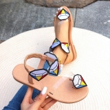 Flat Diamond Decor Toe Ring Round Slipper Transparent Thong Sandals