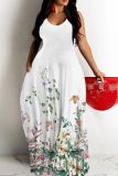 Floral Print Backless Spaghetti Strap Floor Length Vacation Baggy Sundress Slip Maxi Dress
