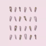 Casual Rhinestone Decor Long Square Nails Press On Fake Nails