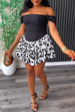 Casual Colorblock Print Sleeveless Off Shoulder Vacation Mini Bubble Dresses