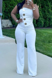 Sexy Sleeveless Buttons Formal Party Evening Vacation Tube Tops Jumpsuits