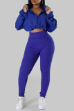 Sportwear Zipper Collar Long Sleeve Pocket Hooded Copped Jacket And Jogger Pants Two Pieces Tracksuit Set Sweat Suit