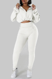 Sportwear Zipper Collar Long Sleeve Pocket Hooded Copped Jacket And Jogger Pants Two Pieces Tracksuit Set Sweat Suit