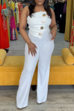 Sexy Sleeveless Buttons Formal Party Evening Vacation Tube Tops Jumpsuits