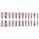 Casual Rhinestone Decor Long Square Nails Press On Fake Nails