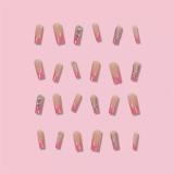 Casual Rhinestone Decor Long Square Nails Press On Fake Nails