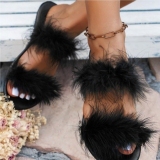 Casual  One-Strap Candy Color Fuzzy Flip Flop Flat Slide Beach Sandals
