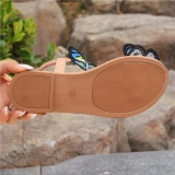 Flat Butterfly Flower Decor Toe Ring Round Slipper Transparent Thong Sandals