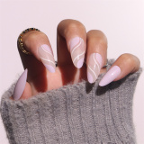 French Tip Nail Press On Nails Medium Length Fake Nails