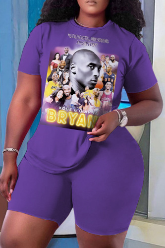 Graphics Print O Neck Short Sleeve Oversize T-Shirt And Shorts Two Pieces Shorts Sets