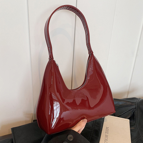 Casual Patent Leather Crescent Single Shoulder Underarm Bag