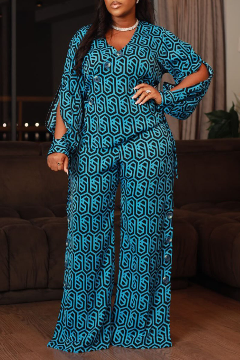 Slit Long Top Trousers Set