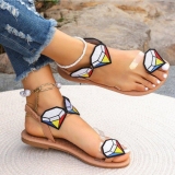 Flat Diamond Decor Toe Ring Round Slipper Transparent Thong Sandals