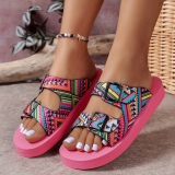 Graphics Metal Buckle Round Head Thick Bottom Beach Slippers Sandals