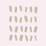 Casual Flowers Cute Pearl Bow Long Square Nails Press On Fake Nails