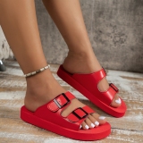 Metal Buckle Round Head Thick Bottom Beach Slippers Sandals