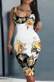 Casual Graphics Print U Neck Sleeveless Vacation Bodycon Midi Tank Dress
