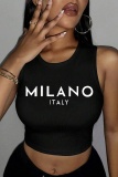 Causal Graphics Print Short Sleeve V Neck Slim Fitted Tank Crop T-Shirt