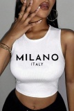 Causal Graphics Print Short Sleeve V Neck Slim Fitted Tank Crop T-Shirt