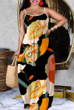 Sexy Floral Print Backless Spaghetti Strap Floor Length Vacation Baggy Sundress Slip Maxi Dress