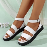 Casual Double Band Open Toe Ankle Strap Sandals Round Comfortable Out Door Shoes
